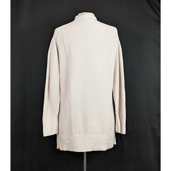 Max & Mia Cardigan Sweater Beige Open Front Cotton Pockets Misses Size L - Picture 4 of 6